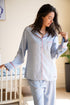Women Summer Pajama Set Light Blue buttoned shirt + Pants